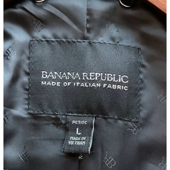 Banana Republic Womens Large P Coat Italian Wool Blend Plaid Check Double Breast - Picture 7 of 15